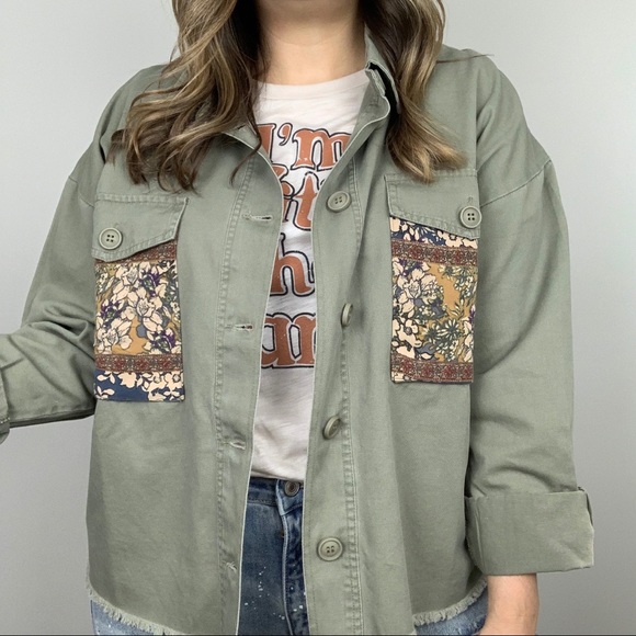 Field Of Flowers Utility Jacket S M Green - Picture 5 of 7